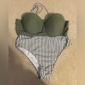 Chic Green and White Swimsuit - NWOT
